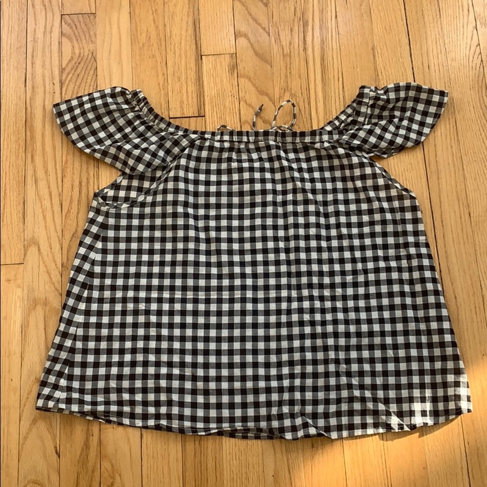 Jcrew off the shoulder ruffle sleeve top